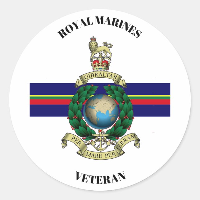 Sticker Rond Royal Marines Veteran (Devant)