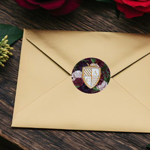 Sticker Rond Royal Muse Imaginaire médiéval Crest & Floral Mari