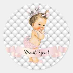 Sticker Rond Royal Princess Diamonds Bijoux Couronne rose