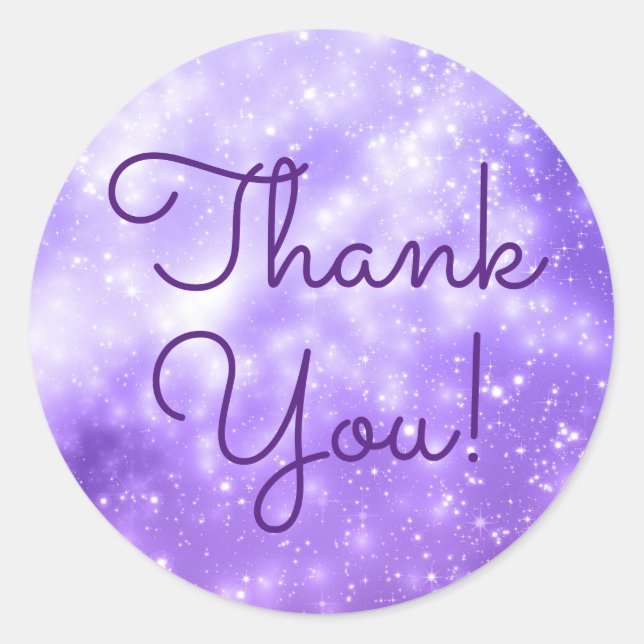 Sticker Rond Royal Purple and White Stars Merci céleste (Devant)
