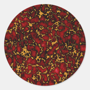 Sticker Rond Royal Ruby Red et or Marble Texture Design