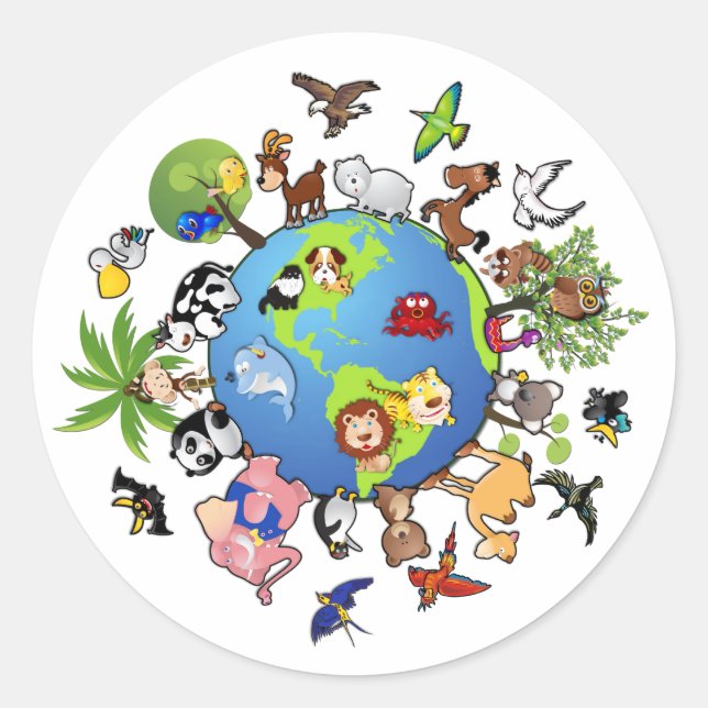 Sticker Rond Royaume animal (Devant)