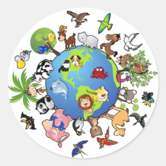 Sticker Rond Royaume animal pacifique - Animaux autour du monde