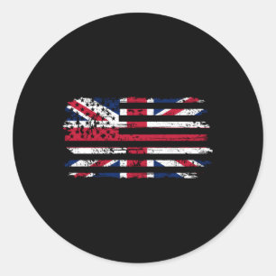 Sticker Rond Royaume-Uni Et États-Unis Drapeau Double Patrimoin