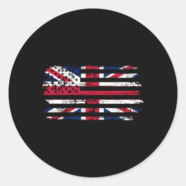 Sticker Rond Royaume-Uni Et États-Unis Drapeau Double Patrimoin (Devant)