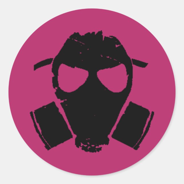 Sticker Rond rrc - masque à gaz rose (Devant)