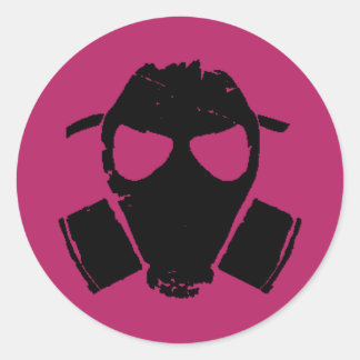 Sticker Rond rrc - masque à gaz rose