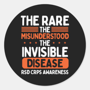 Sticker Rond Rsd Crps Guerrier Orange Ribbon Maladie Invisible 