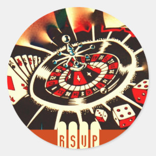 Sticker Rond RSVP de la partie Casino