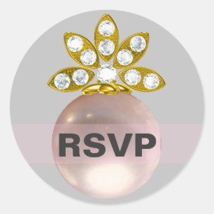 Sticker Rond RSVP Perle rose gris bg