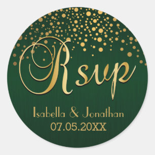 Sticker Rond RSVP   Points d'or et vert   Personnaliser