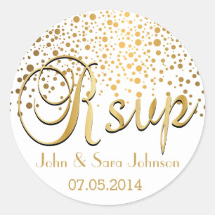 Sticker Rond RSVP   Points Gold Confetti   Personnaliser