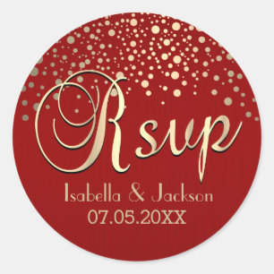 Sticker Rond RSVP   Points or et rouge   Personnaliser