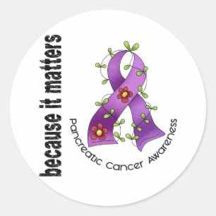 Sticker Rond Ruban 3 de fleur de Cancer pancréatique