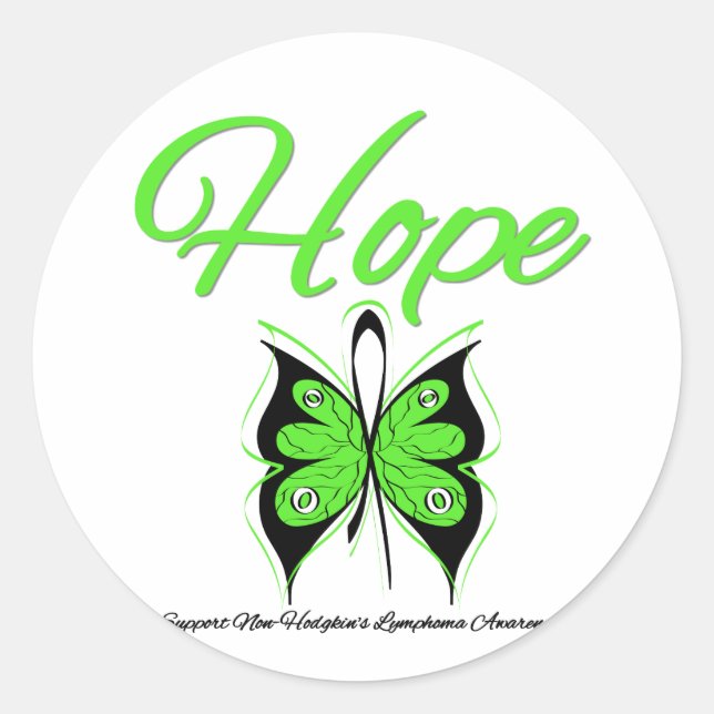 Sticker Rond Ruban à papillon Hope non Hodgkins Lymphoma Hope (Devant)