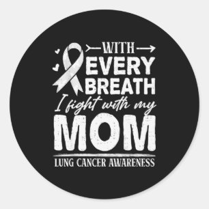 Sticker Rond Ruban Blanc de Sensibilisation au Cancer du Poumon
