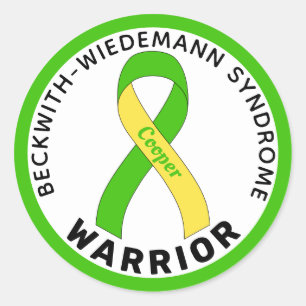 Sticker Rond Ruban blanc du guerrier du syndrome Beckwith-Wiede