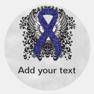Sticker Rond Ruban bleu foncé avec ailes