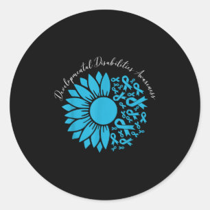 Sticker Rond Ruban bleu tournesol pour les handicaps de dévelop