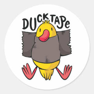 Sticker Rond Ruban Canard Drôle