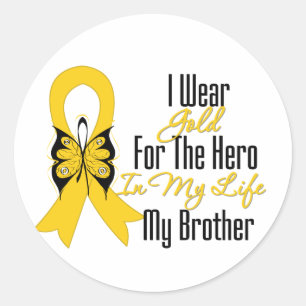 Sticker Rond Ruban Cancer de l'enfance Mon héros Mon frère