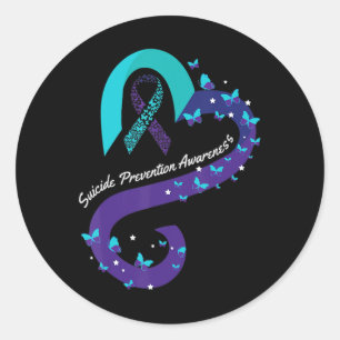 Sticker Rond Ruban Carburant Papillon Suicide Sensibilisation M