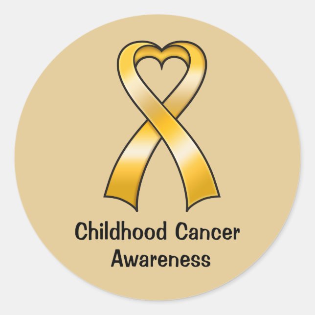 Sticker Rond Ruban cardiaque du cancer de l'enfant (Devant)