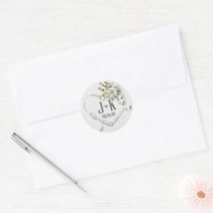 Sticker Rond Ruban cardiaque mariage avec monogramme