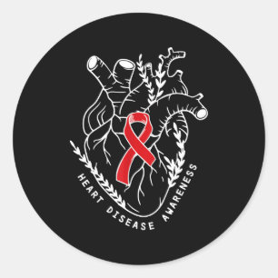 Sticker Rond Ruban de cœur d'anatomie de sensibilisation à la m