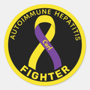 Sticker Rond Ruban de combat contre l'hépatite auto-immune Noir