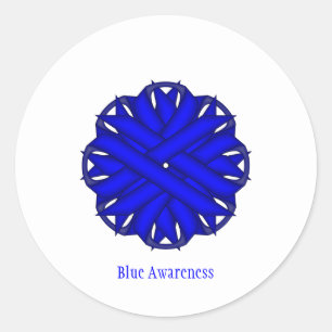 Sticker Rond Ruban de fleurs bleues par Kenneth Yoncich