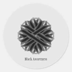 Sticker Rond Ruban de fleurs noires par Kenneth Yoncich