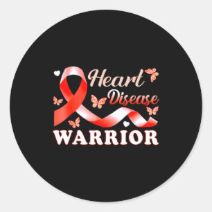 Sticker Rond Ruban de guerrier de maladie cardiaque Rouge Ruban