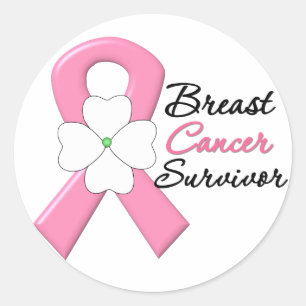 Sticker Rond Ruban de la fleur du cancer du sein