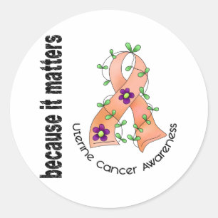 Sticker Rond Ruban de la fleur du cancer utérin 3