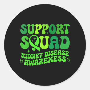 Sticker Rond Ruban de la maladie rénale PKD Squad de soutien ve