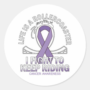Sticker Rond Ruban de lavande de sensibilisation au cancer