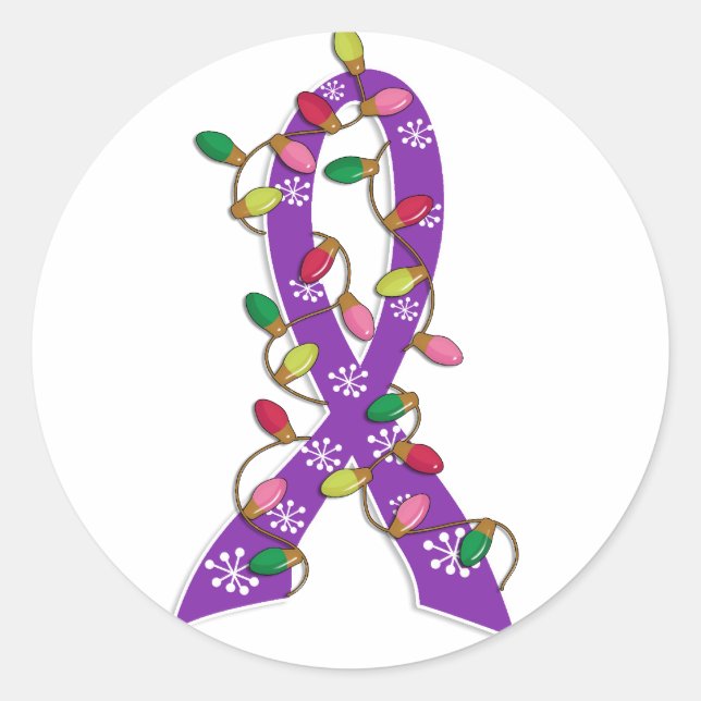 Sticker Rond Ruban de Noël de la maladie d'Alzheimer (Devant)