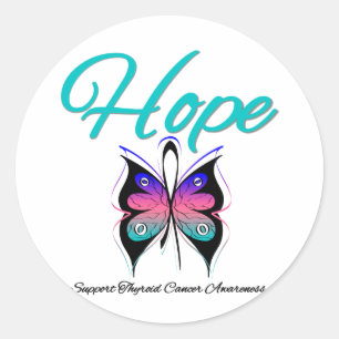 Sticker Rond Ruban de papillon d'espoir de cancer de la