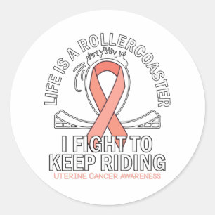 Sticker Rond Ruban de pêche de sensibilisation au cancer utér