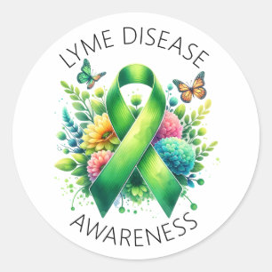Sticker Rond Ruban de sensibilisation à la maladie de Lyme
