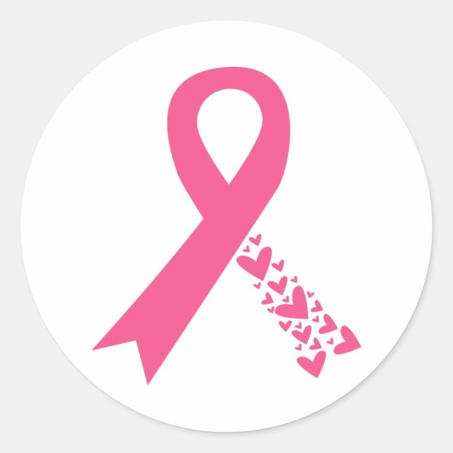 Sticker Rond Ruban de sensibilisation au cancer (Devant)
