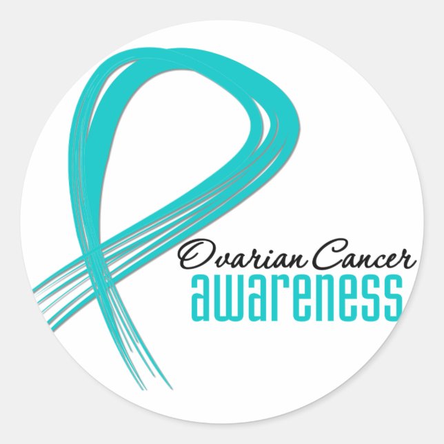 Sticker Rond Ruban de sensibilisation au cancer de l'ovaire (Devant)