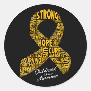 Sticker Rond Ruban de sensibilisation au cancer infantile Faith