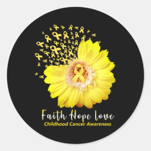 Sticker Rond Ruban de sensibilisation au cancer infantile Foi E