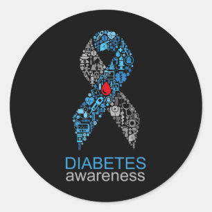Sticker Rond Ruban de sensibilisation au diabète de la Journée 