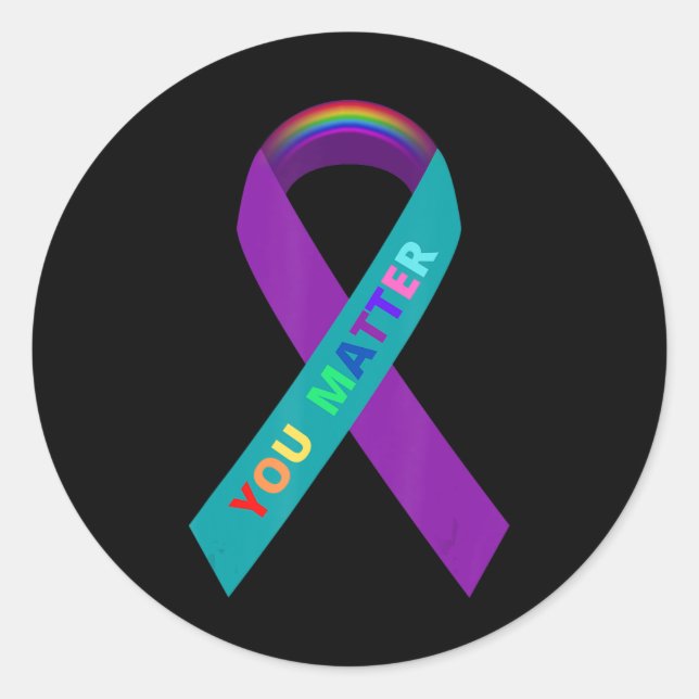 Sticker Rond Ruban de sensibilisation au suicide inspirant pour (Devant)