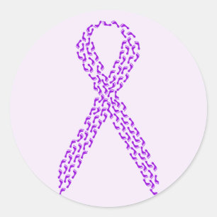Sticker Rond Ruban de sensibilisation aux pieds violets