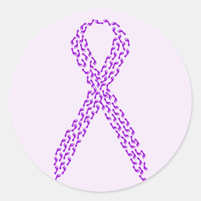 Sticker Rond Ruban de sensibilisation aux pieds violets (Devant)
