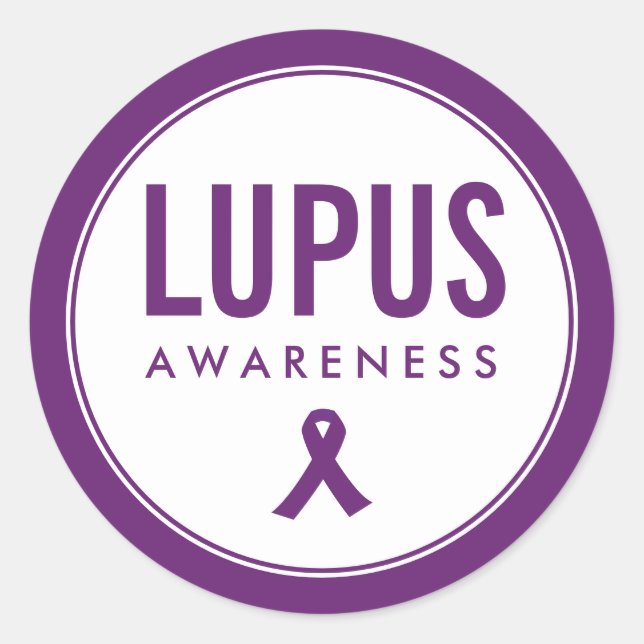 Sticker Rond Ruban de sensibilisation Lupus pourpre (Devant)